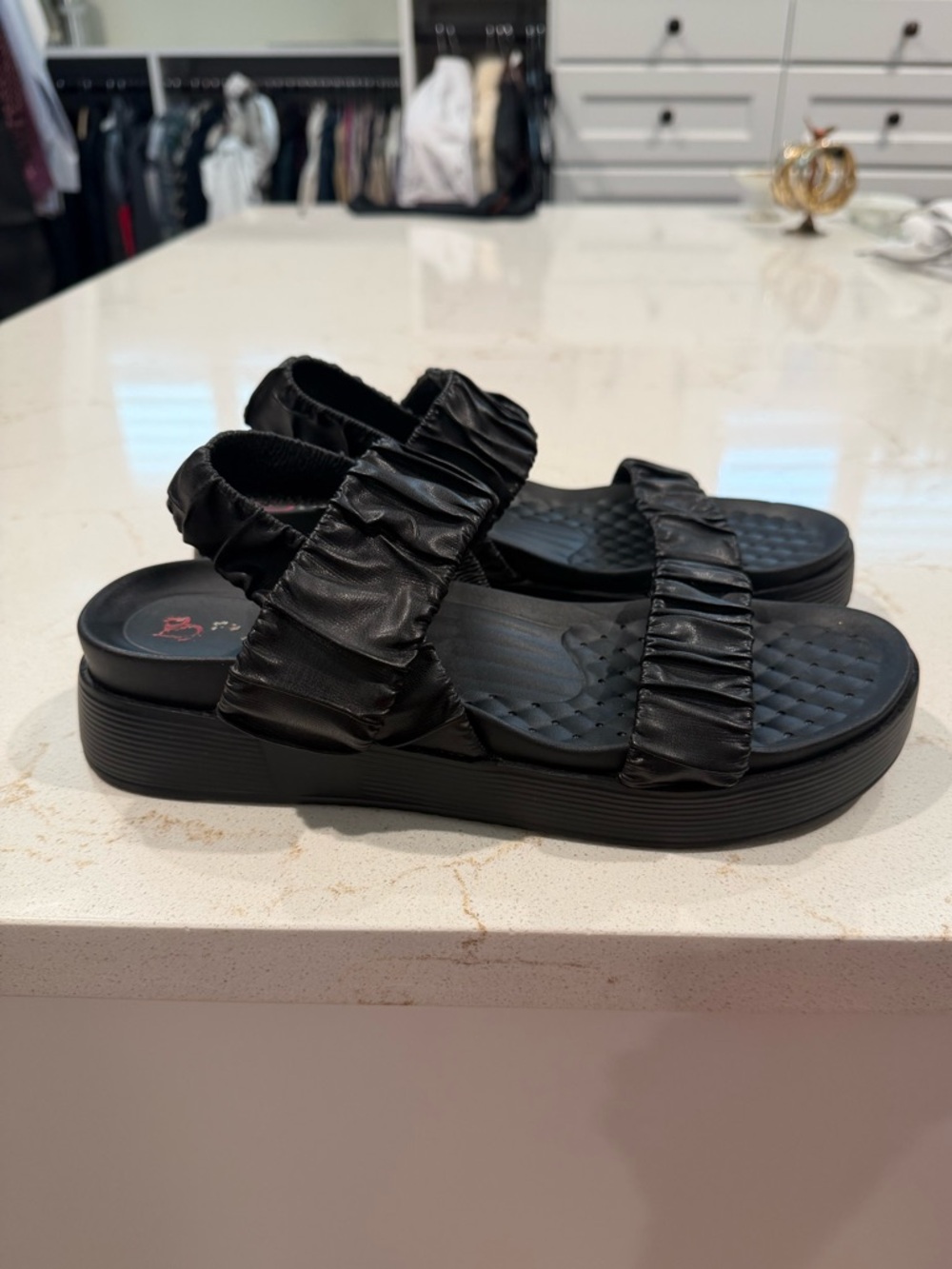 Blondo Waterproof Chloe Black Ruching Platform Sandal